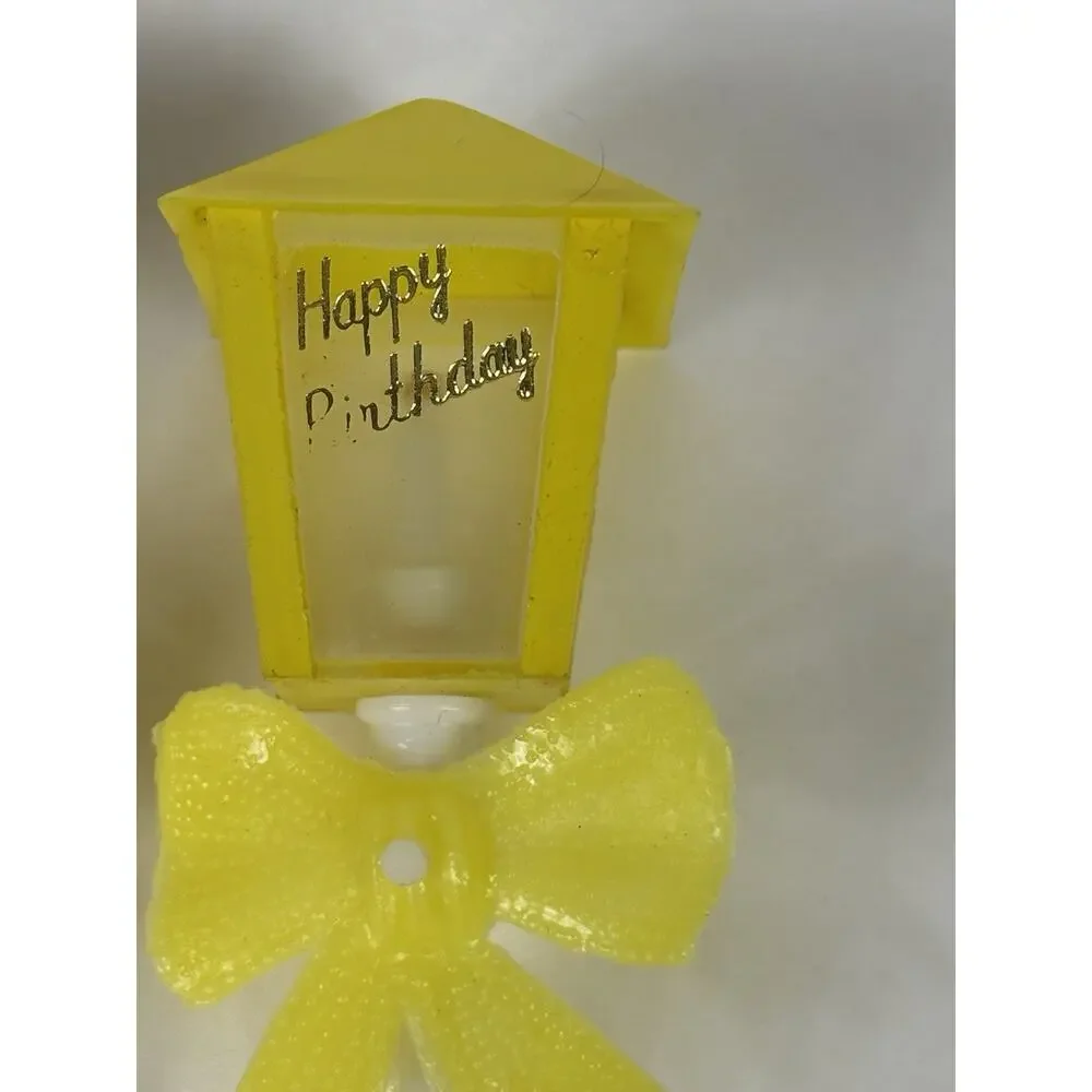 Vintage WILTON Happy Birthday Street Lamp Cake Toppers Decoration Yellow Qty 7